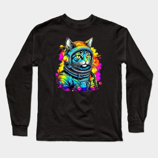 cat astronaut psychedelic Long Sleeve T-Shirt